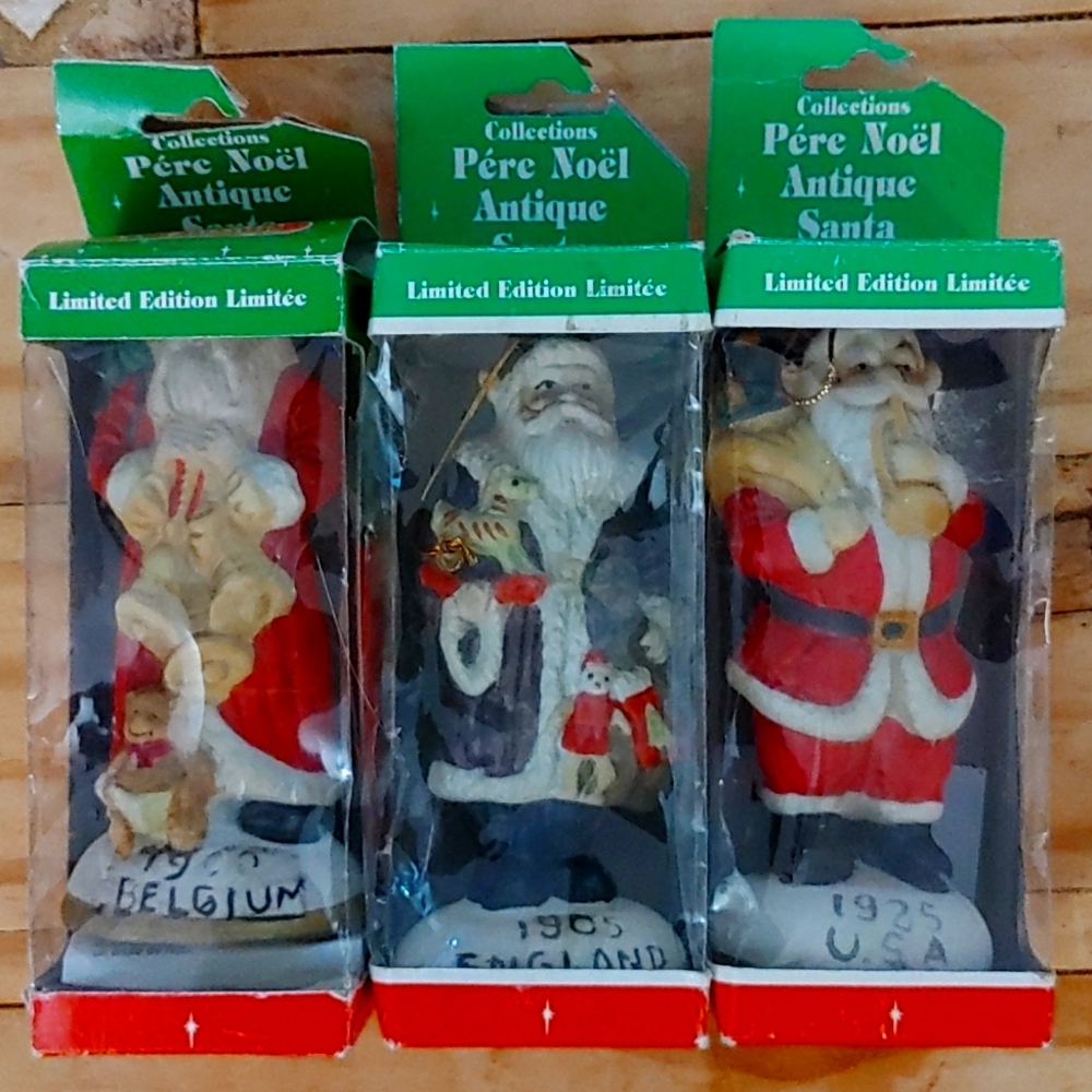 Set of 3 Santa Christmas tree ornaments